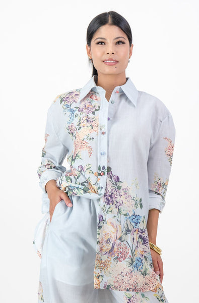 Blue floral shirt
