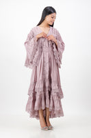 Mauve ruffle lace dress