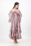 Mauve ruffle lace dress