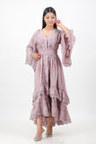 Mauve ruffle lace dress