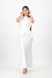 White criss cross top with skirt