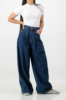 Indigo denim wide leg with front dart