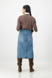 Raw edge denim skirt