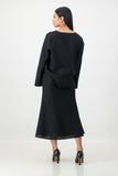 black linen blend top and skirt