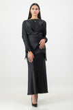 Black long sleeve criss cross top with skirt