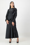 Black long sleeve criss cross top with skirt