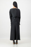 Black long sleeve criss cross top with skirt