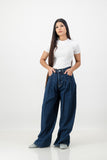 Indigo denim wide leg with front dart