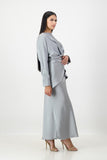 Grey long sleeve criss cross top with skirt