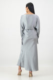 Grey long sleeve criss cross top with skirt