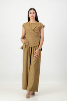 Caramel cross over top with pant