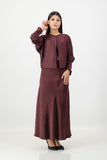 Burgundy 3 piece satin set