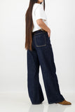 Indigo denim contrast stitch pocket