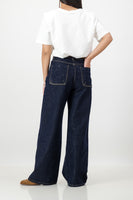 Indigo denim contrast stitch pocket
