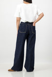 Indigo denim contrast stitch pocket
