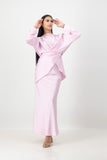 Pink long sleeve criss cross top with skirt
