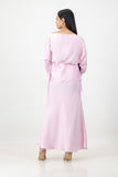 Pink long sleeve criss cross top with skirt