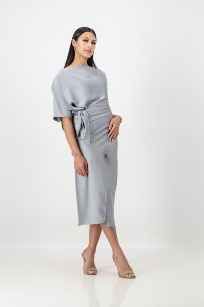 Grey French Wrap Dress