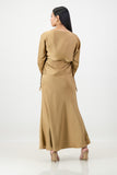 Caramel long sleeve criss cross top with skirt