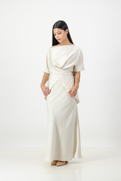 Ivory criss cross top with skirt