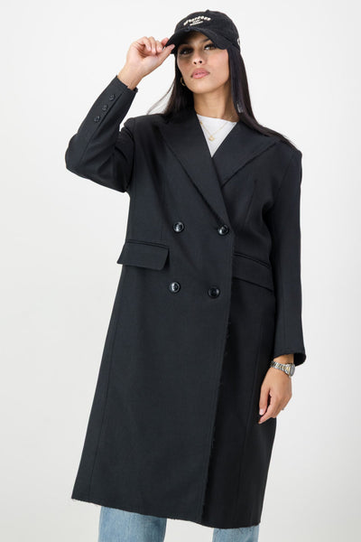 Black raw edge coat