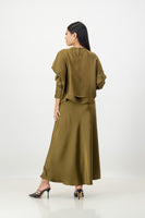 Olive 3 piece satin set