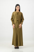 Olive 3 piece satin set