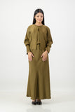 Olive 3 piece satin set