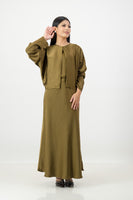 Olive 3 piece satin set