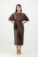 Choc French Wrap Dress