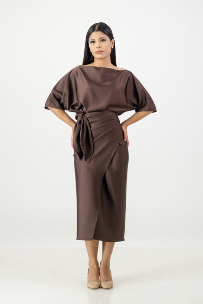 Choc French Wrap Dress
