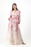 White co ord skirt with pink floral print