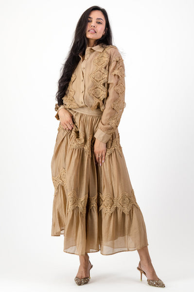 Pecan co ord with lace detail