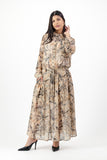 Leaf print chiffon dress