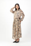 Leaf print chiffon dress