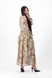 Leaf print chiffon dress