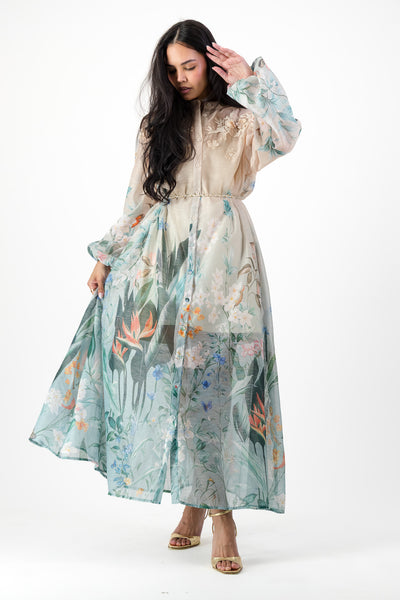 Bird of paradise print dress