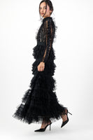Black ruffle mesh dress