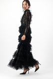 Black ruffle mesh dress