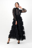 Black ruffle mesh dress