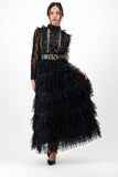 Black ruffle mesh dress
