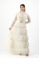 Ivory ruffle mesh dress