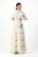 Ivory ruffle mesh dress