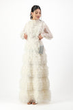 Ivory ruffle mesh dress