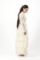 Ivory ruffle mesh dress