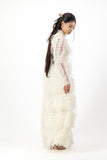 Ivory ruffle mesh dress