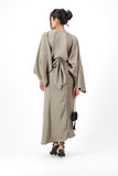 Kimono sleeve satin dress - taupe
