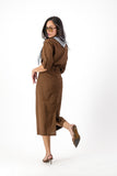 Brown linen military dress