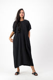 Black linen sac dress