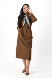 Brown linen military dress